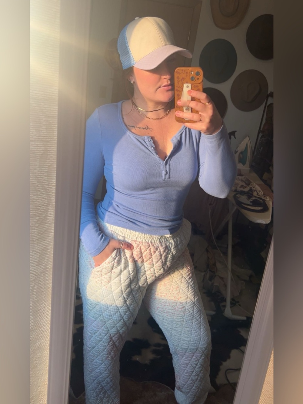 Quilted Pink & White Womens Jogger Pants